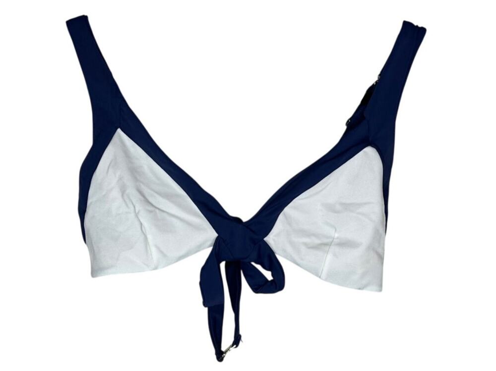Les Canebiers NWT Colorblock Bikini Top 46 EU US XL Saint Tropez Blue White New